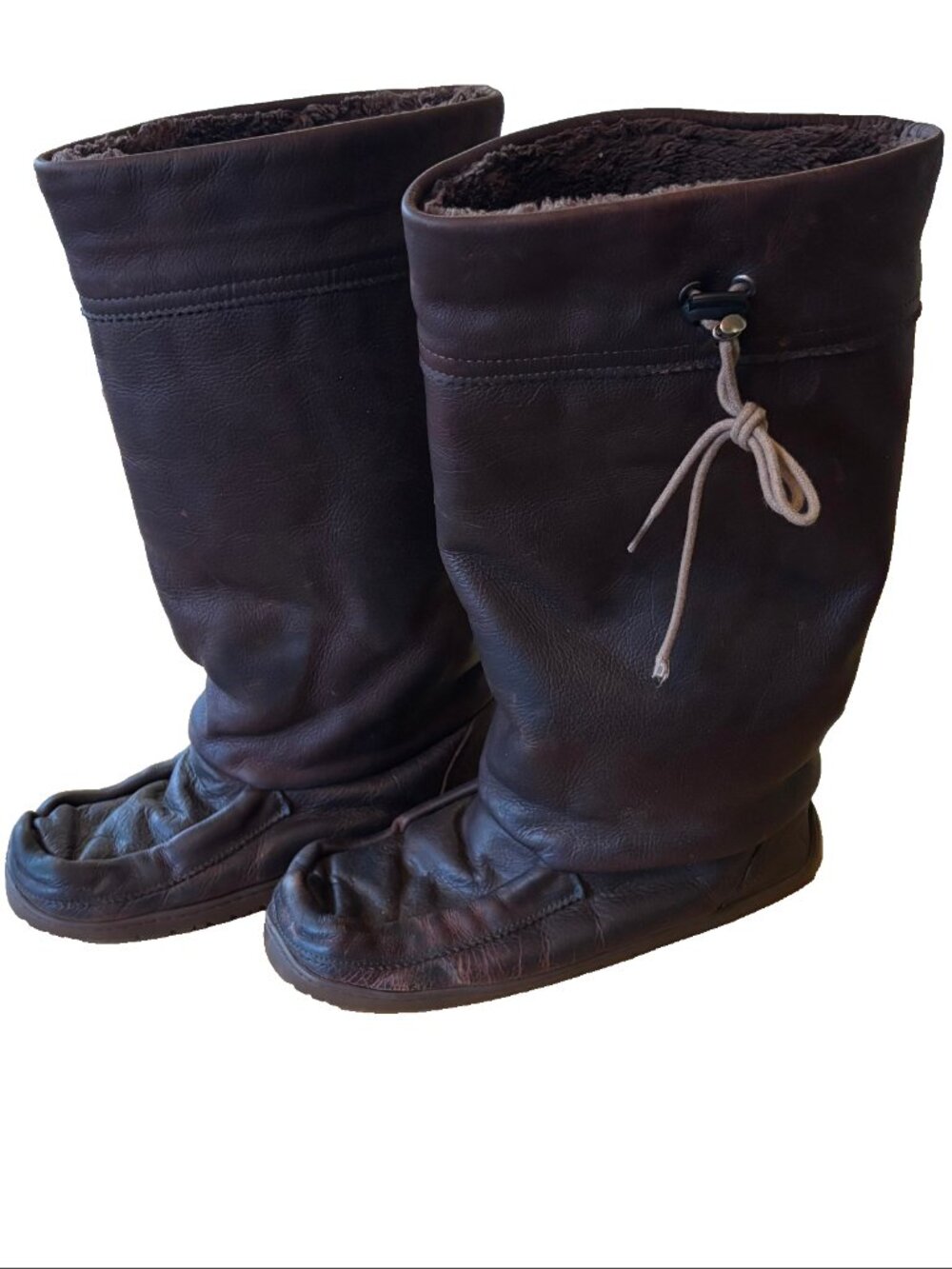 Manitobah Gather Mukluks Leather Tall Boots Men's Size 10 Brown Sheepskin Vibram